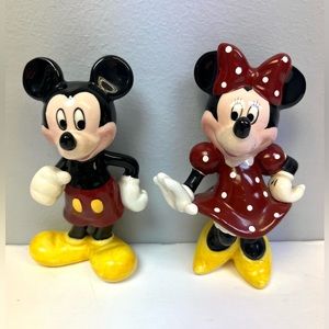 Disney Porcelain Mickey and Minnie Mouse, Size:~2-1/2”‎ wide x 4-1/2” height